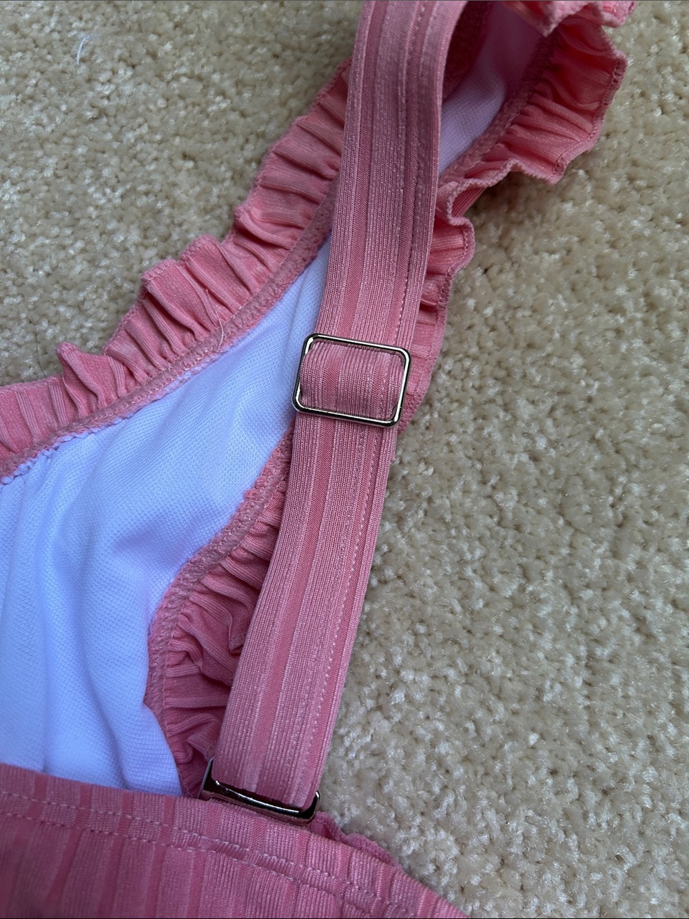 Pink Two-Piece Swim Set - Ribbed Tankini Top & Tropical Skirt -never worn - Picture 4 of 5